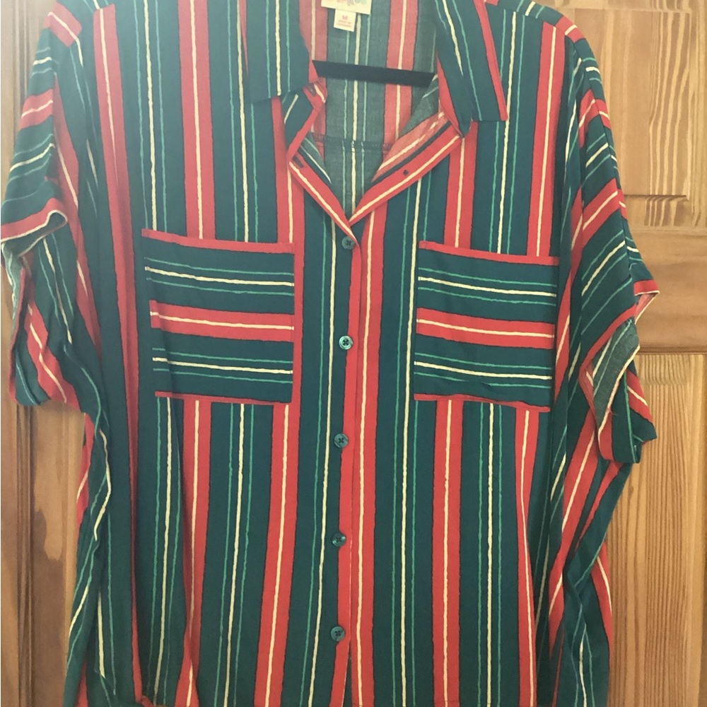 LuLaRoe Amy Striped blouse in red, white and blue